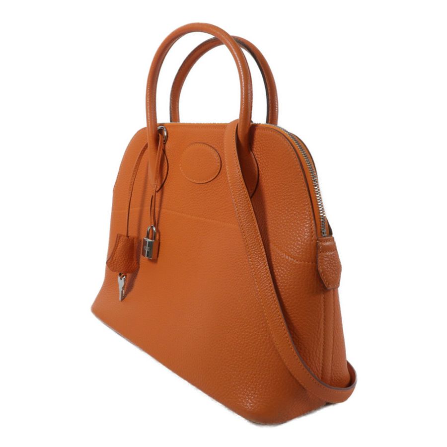 HERMES Clemence皮革Bolide 31手挽袋Orange-2