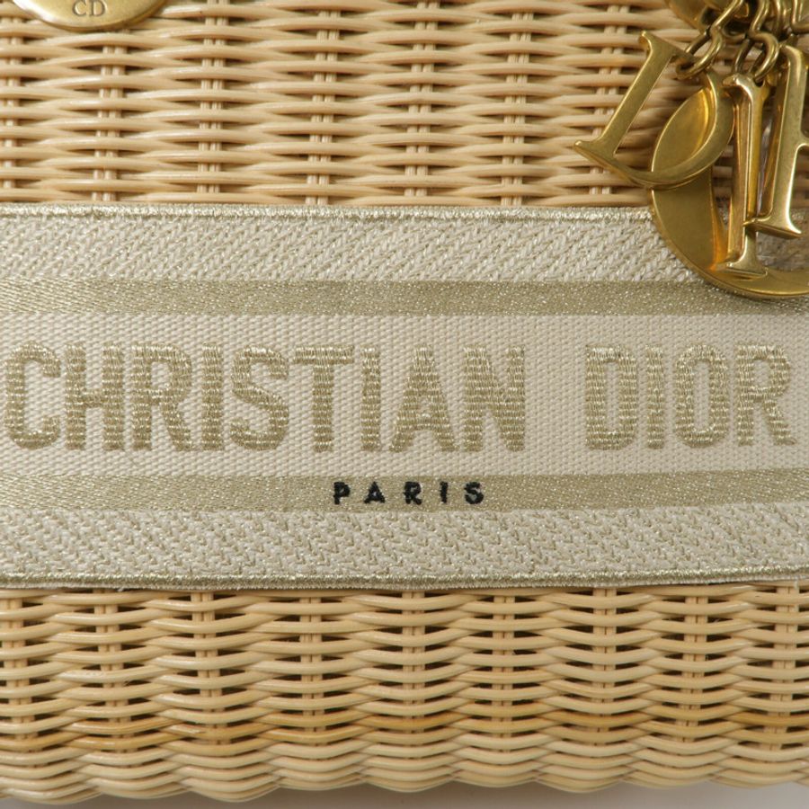 Dior 藤料Wicker Rattan Lady Dior Medium Bag手挽肩背兩用袋-6