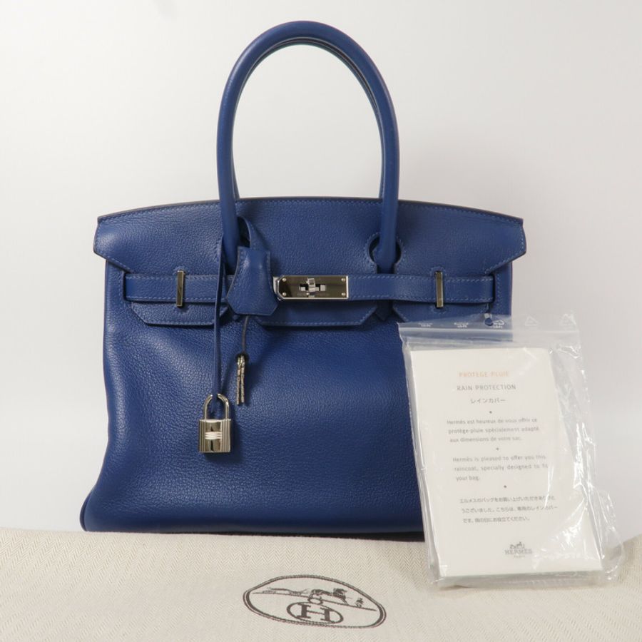 HERMES Novillo皮革Birkin 30手挽袋Deep Bleu-11