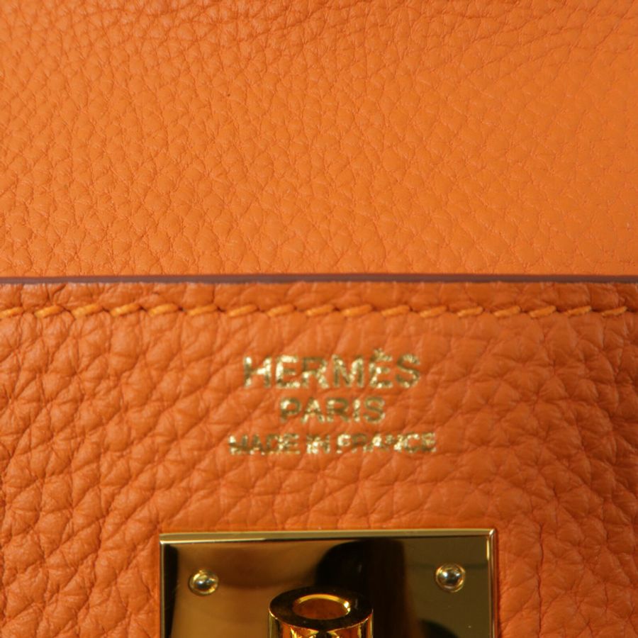 HERMES Togo皮革Kelly 28手挽肩背兩用袋Orange-5