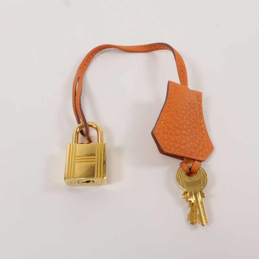 HERMES Togo皮革Kelly 28手挽肩背兩用袋Orange-8
