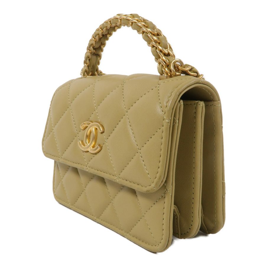 CHANEL 羊皮皮革Chain Shoulder鏈帶手挽肩背兩用袋-2