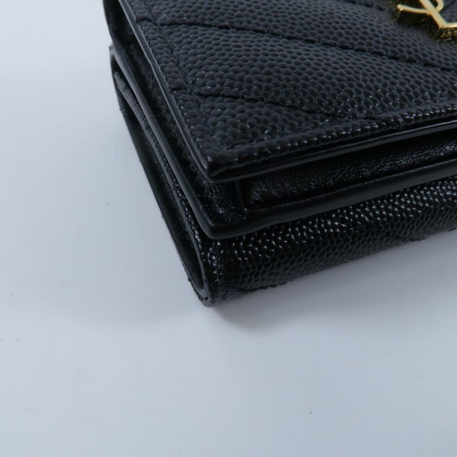 SAINT LAURENT 牛皮皮革Cassandre Matelasse Origami Tiny Wallet銀包-11
