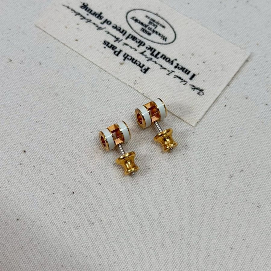 🏷️Hermes 愛馬仕.Mini Pop H 耳環 白玫瑰金-3