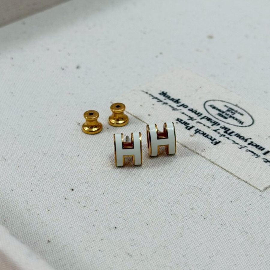 🏷️Hermes 愛馬仕.Mini Pop H 耳環 白玫瑰金-9