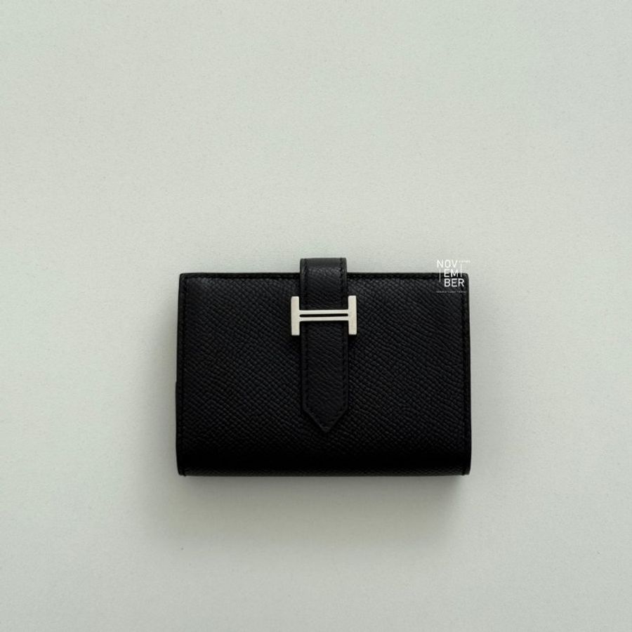 99新🆕 Hermès 愛馬仕 Mini Bearn 黑色銀釦-0