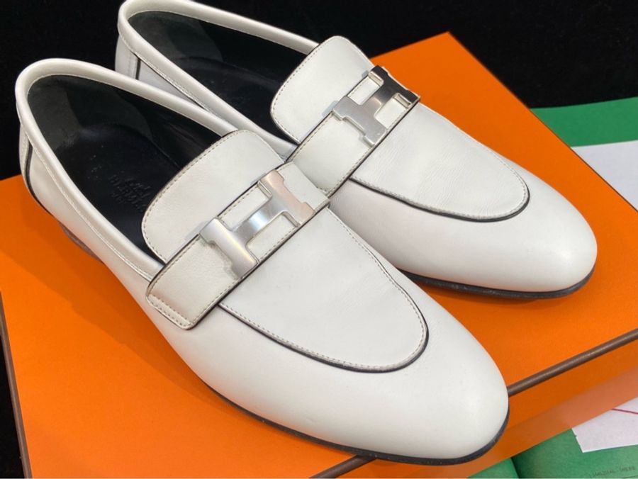Hermès 愛馬仕 樂福鞋 白色銀扣 36.5碼-2