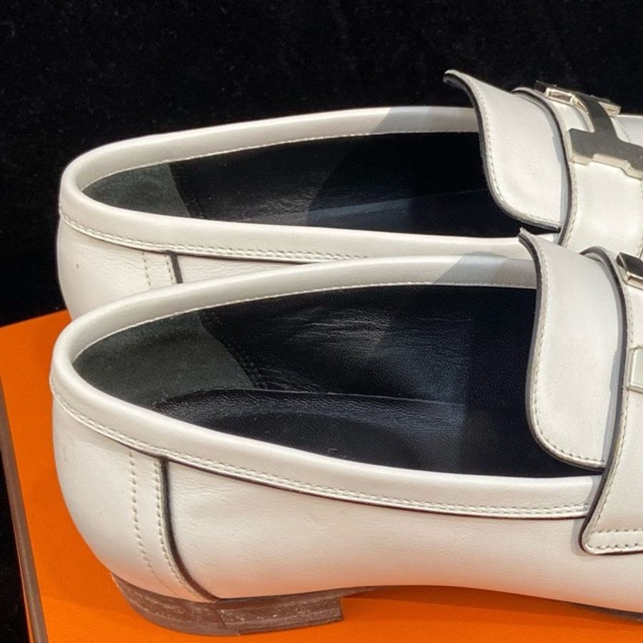 Hermès 愛馬仕 樂福鞋 白色銀扣 36.5碼-3