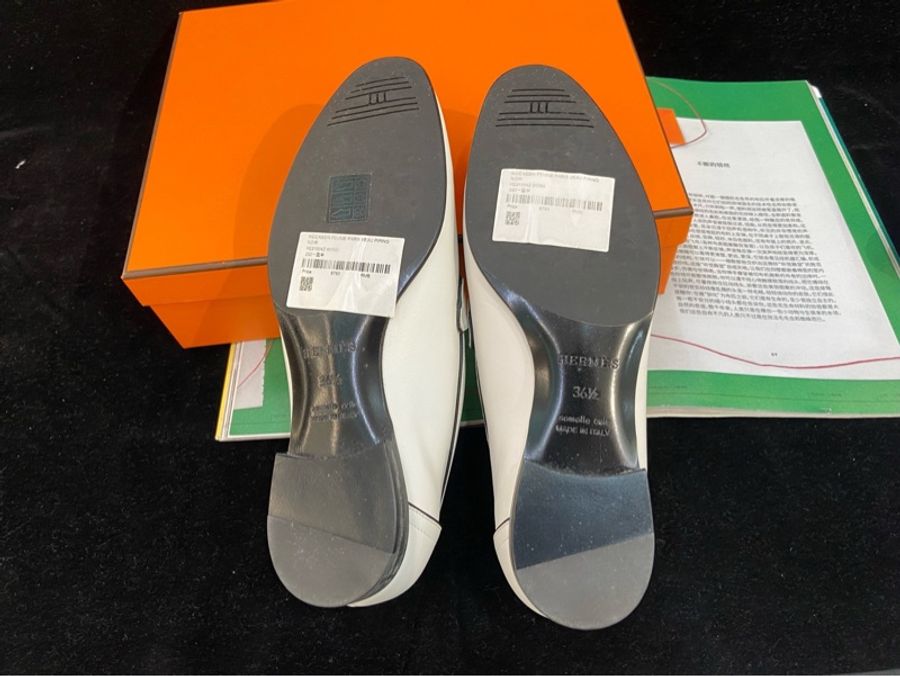 Hermès 愛馬仕 樂福鞋 白色銀扣 36.5碼-4