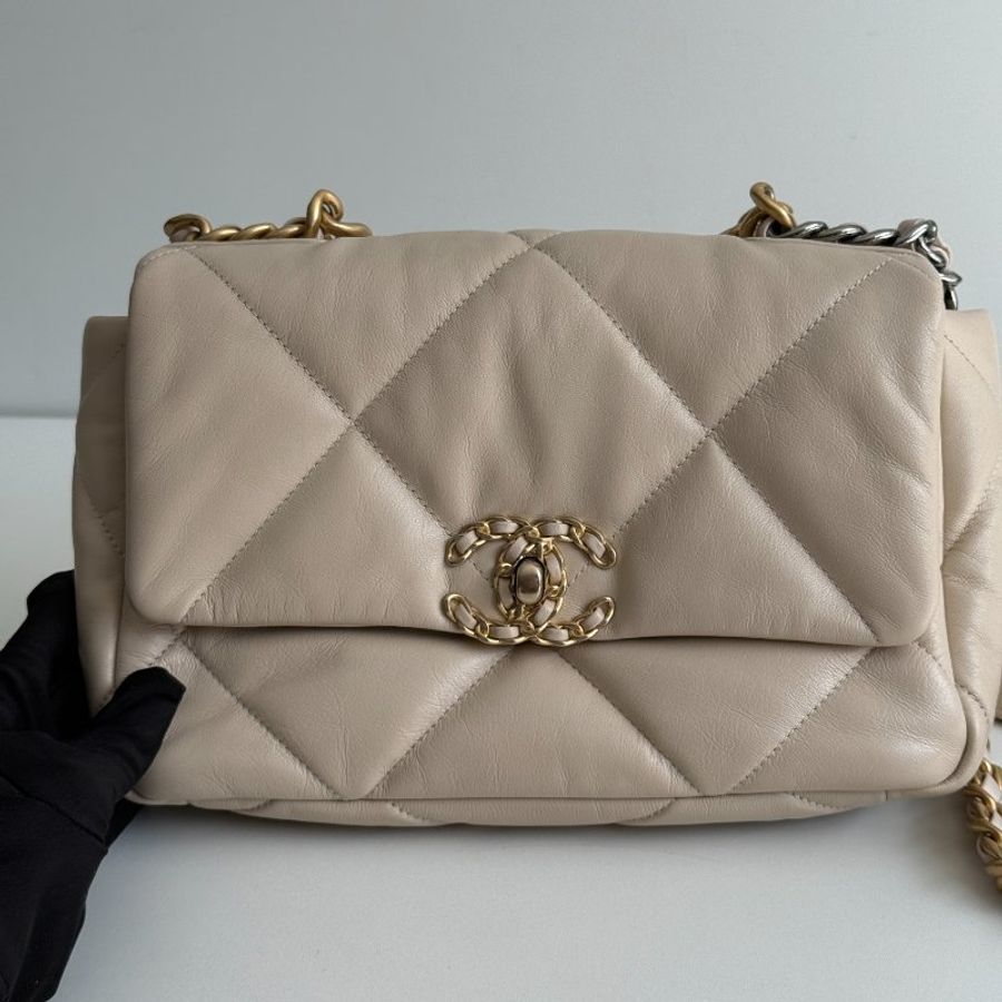 99新🆕 Chanel 香奈兒 19 Bag 米色金釦-6