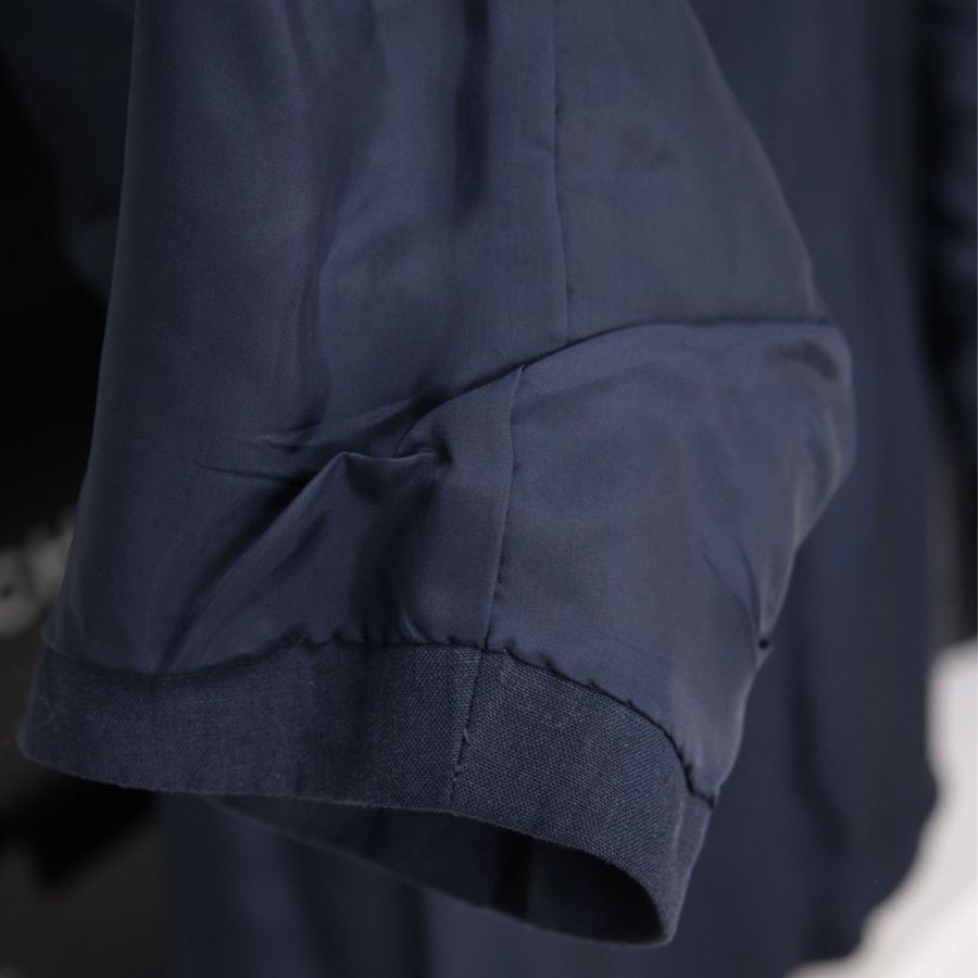 Burberry深蓝色亚麻黑金麦穗徽章双排扣西装上衣外套-30