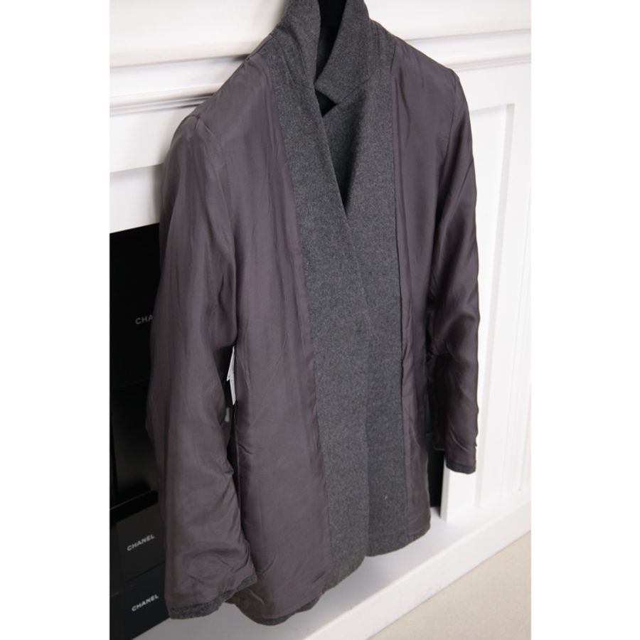 Burberry灰色毛呢黑金徽章西装上衣外套-7
