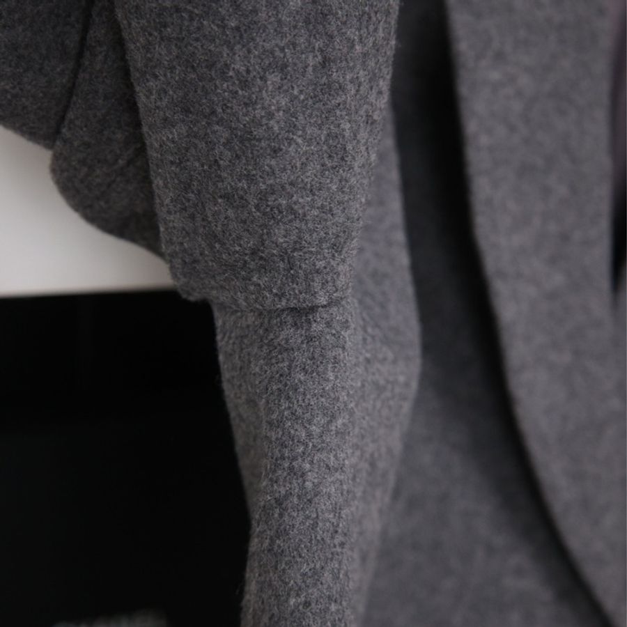 Burberry灰色毛呢黑金徽章西装上衣外套-19