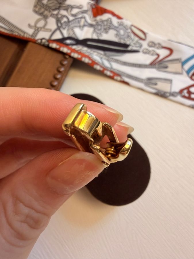 Dior 中古老花金銀雙色拼接領帶夾 西裝配件 禮物-9