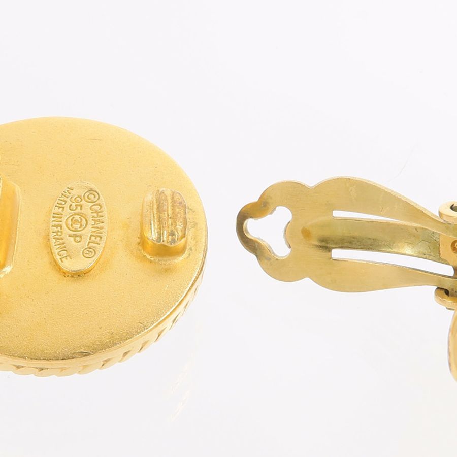CHANEL 金屬/Wood Vintage Clip-On Earrings耳夾-5