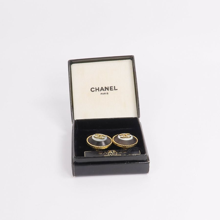 CHANEL 金屬/Wood Vintage Clip-On Earrings耳夾-6