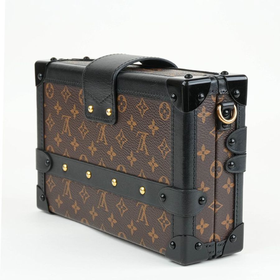 KÉSH 凱仕精品|Louis Vuitton Petite Malle 老花硬箱包|LV Monogram 黑邊金釦肩背斜背包|經典小硬箱收藏款-5