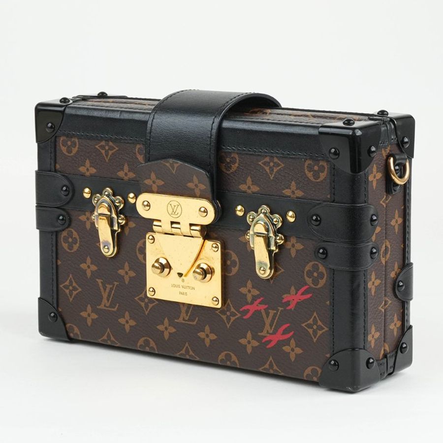 KÉSH 凱仕精品|Louis Vuitton Petite Malle 老花硬箱包|LV Monogram 黑邊金釦肩背斜背包|經典小硬箱收藏款-9