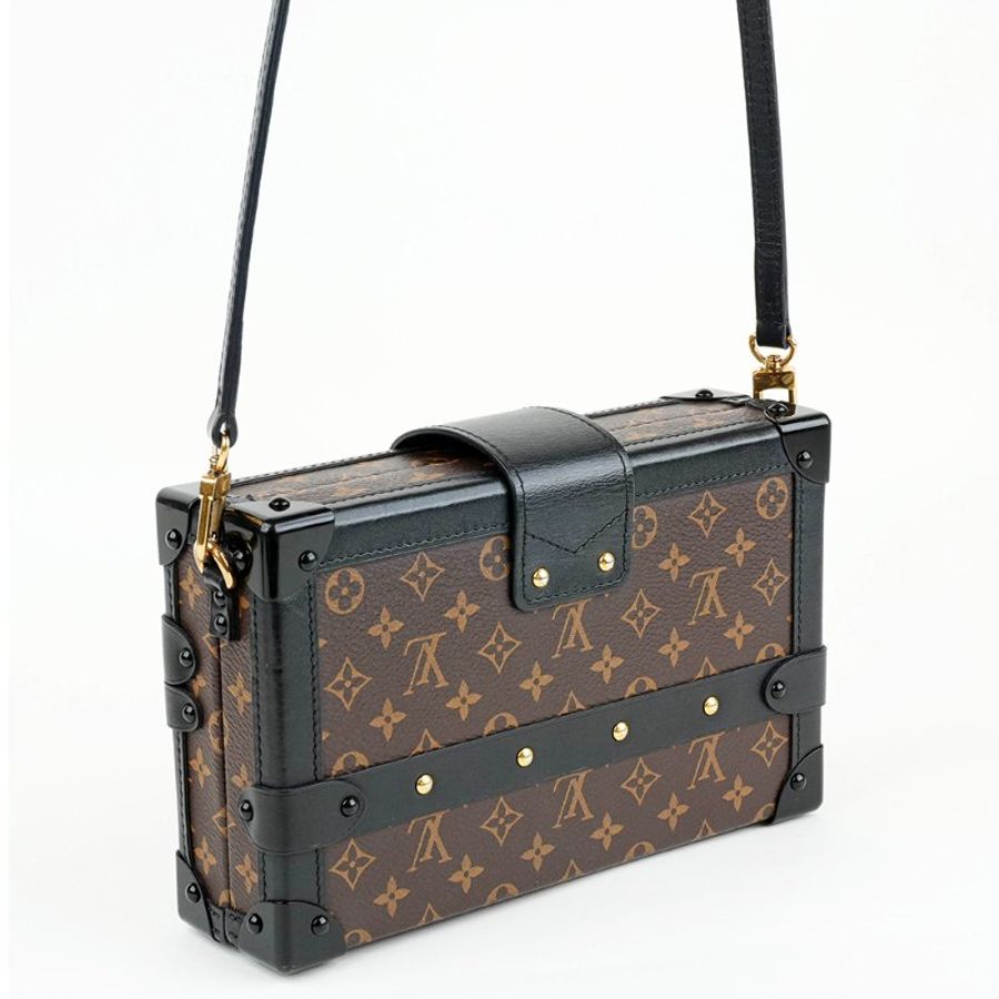 KÉSH 凱仕精品|Louis Vuitton Petite Malle 老花硬箱包|LV Monogram 黑邊金釦肩背斜背包|經典小硬箱收藏款-10