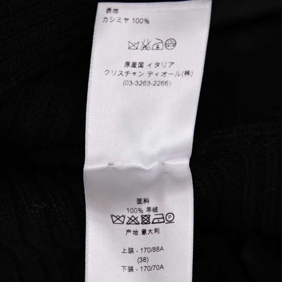 Dior黑色针织一字肩V领七分袖上衣外套-19