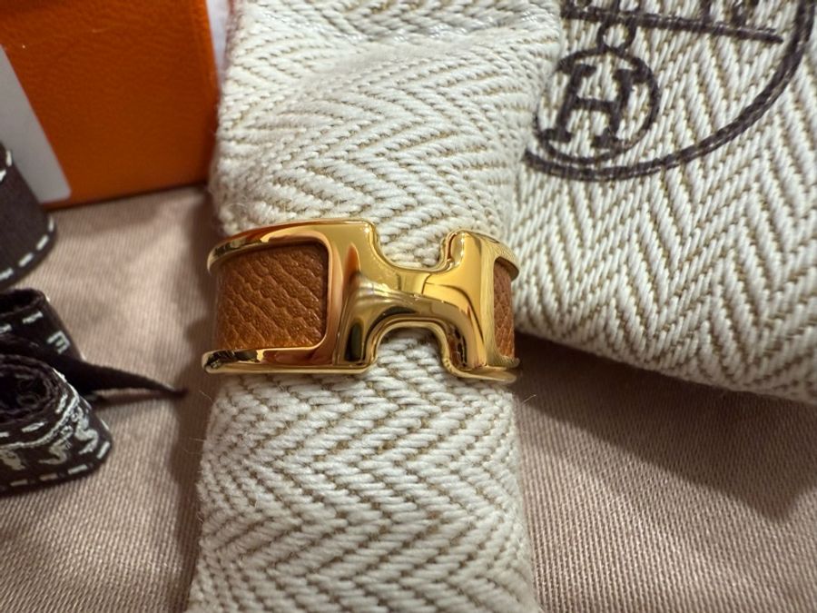 Hermes Olympe H戒指 金棕/金-1