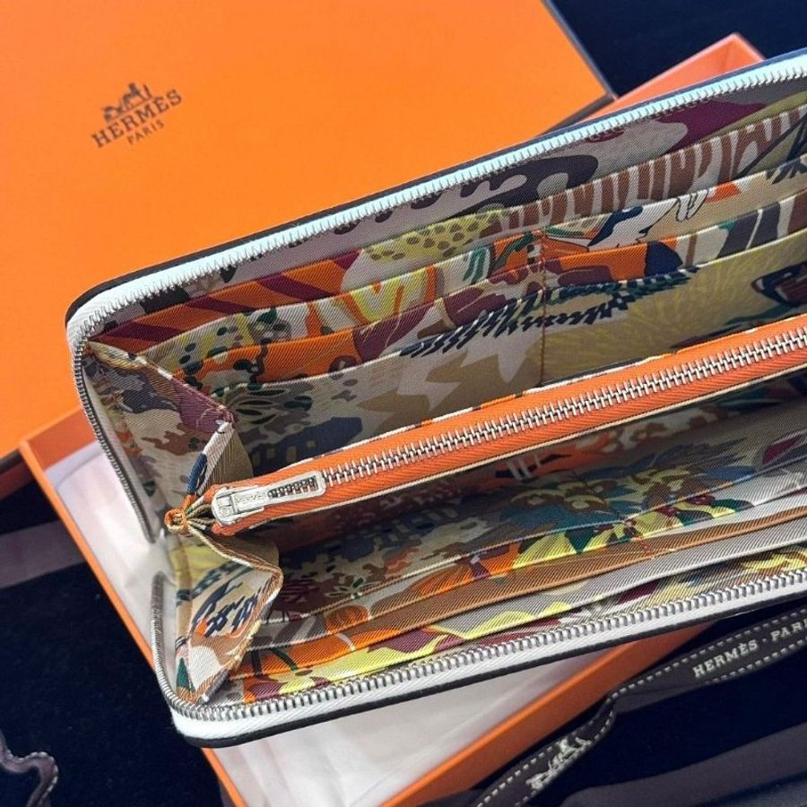 HERMÈS Silk'In Classique 絲巾拉鍊長夾-3