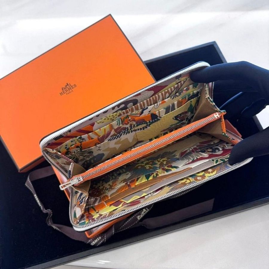 HERMÈS Silk'In Classique 絲巾拉鍊長夾-4
