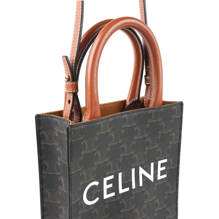 KÉSH 凱仕精品|CELINE Mini Vertical Cabas 凱旋門老花琴譜包|賽琳 Triomphe 老花斜背包|小號托特包肩背包-4