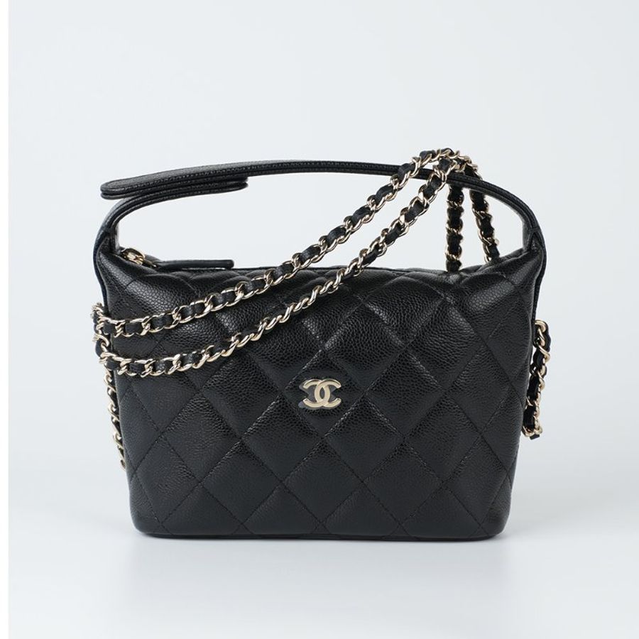 鑒定師的收藏|香奈兒 黑色金扣 迷你 HOBO 鏈帶飯盒包|CHANEL Mini Hobo Bag【 輕巧時髦.魚子醬牛皮 】-6