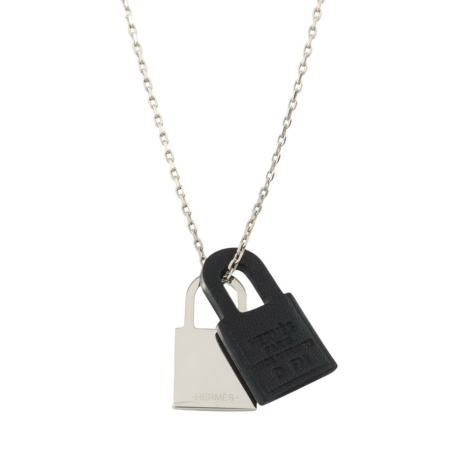 HERMES Swift皮革/金屬O'Kelly Necklace銀扣項鏈-1