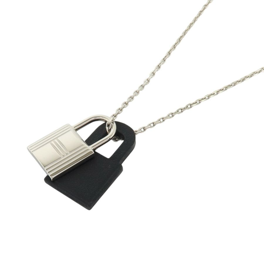 HERMES Swift皮革/金屬O'Kelly Necklace銀扣項鏈-2