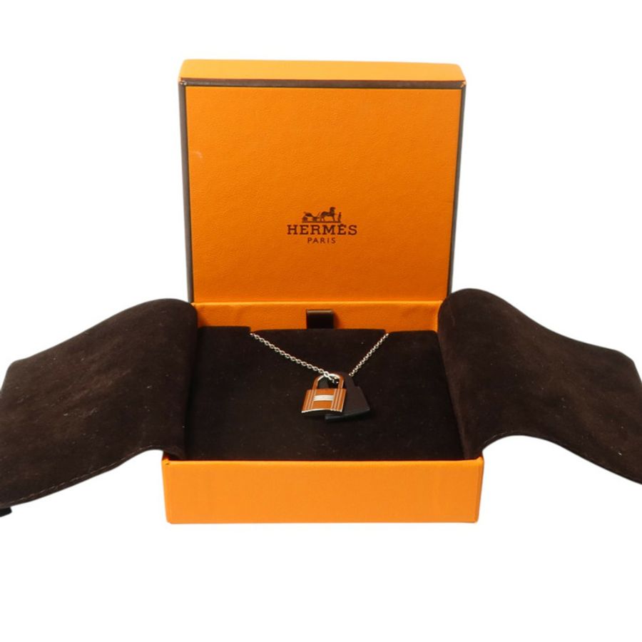 HERMES Swift皮革/金屬O'Kelly Necklace銀扣項鏈-6