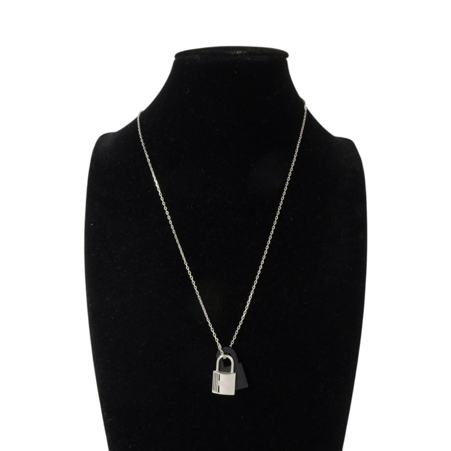 HERMES Swift皮革/金屬O'Kelly Necklace銀扣項鏈-7