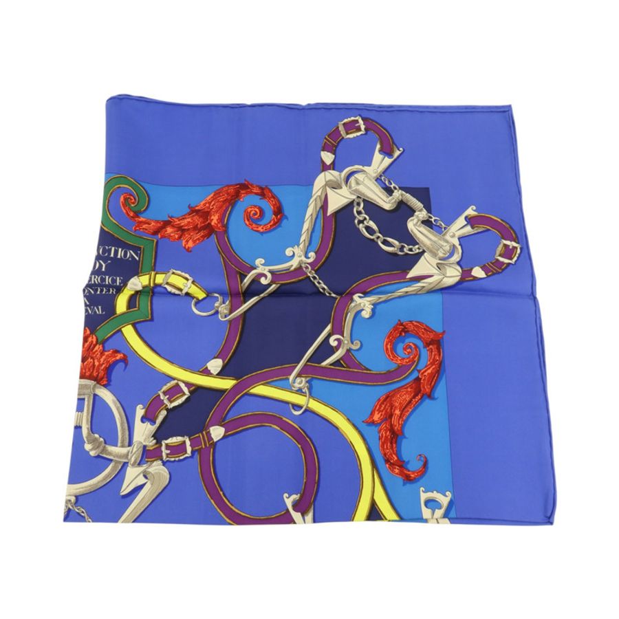 HERMES 絲質Carre 90 Scarf絲巾Bleu Royal-1