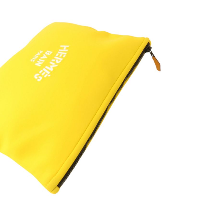 HERMES 尼龍Neobain Case MM手拿包Jaune Ambre-7
