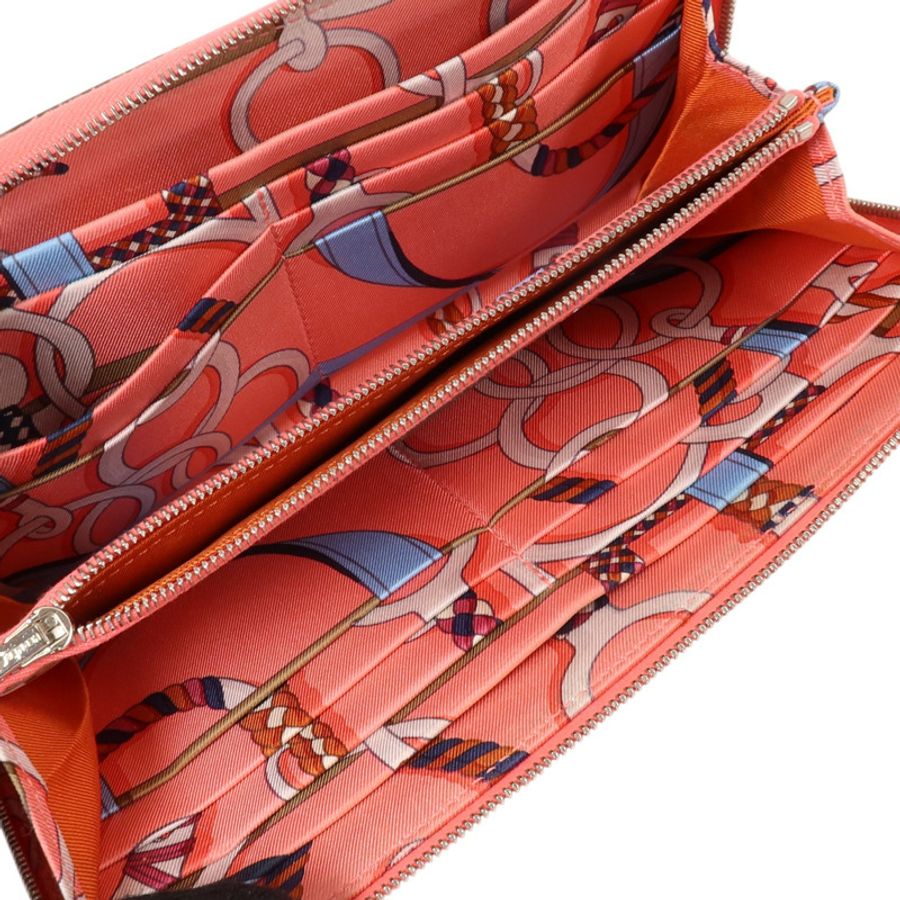 HERMES Epsom皮革Silk In Long Wallet銀扣長錢包-3
