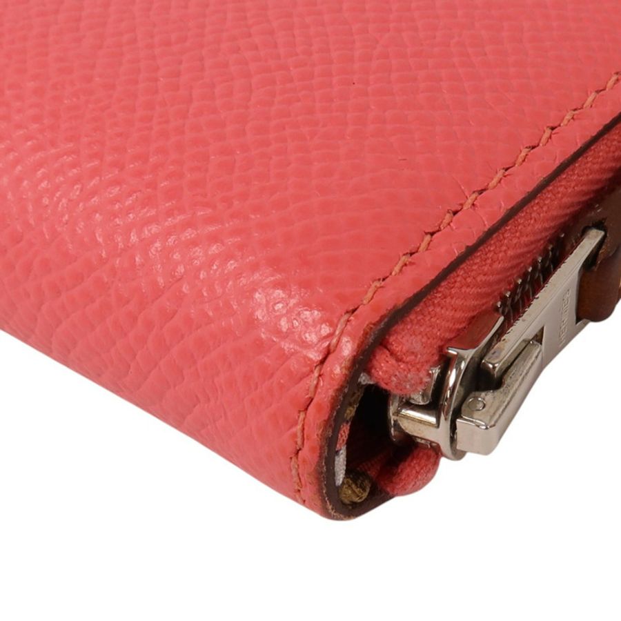 HERMES Epsom皮革Silk In Long Wallet銀扣長錢包-9