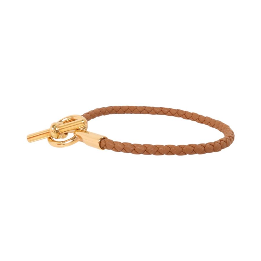 HERMES Swift皮革/金屬Glenan Bracelet金扣手鏈Gold-1