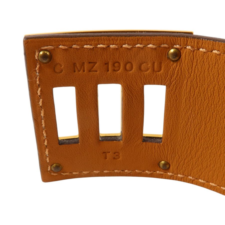 HERMES Swift皮革/金屬Kelly Dog金扣手鏈Etoupe-7