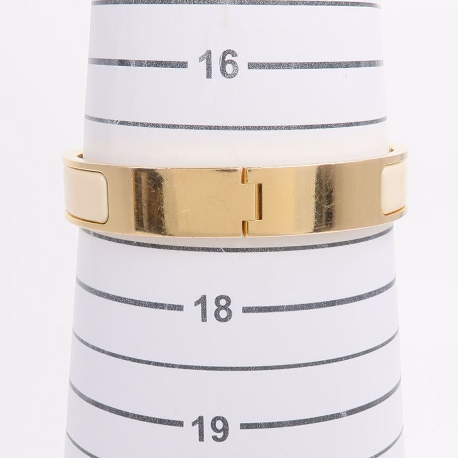 HERMES 金屬/琺瑯Clic H Bracelet手鐲Creme-12