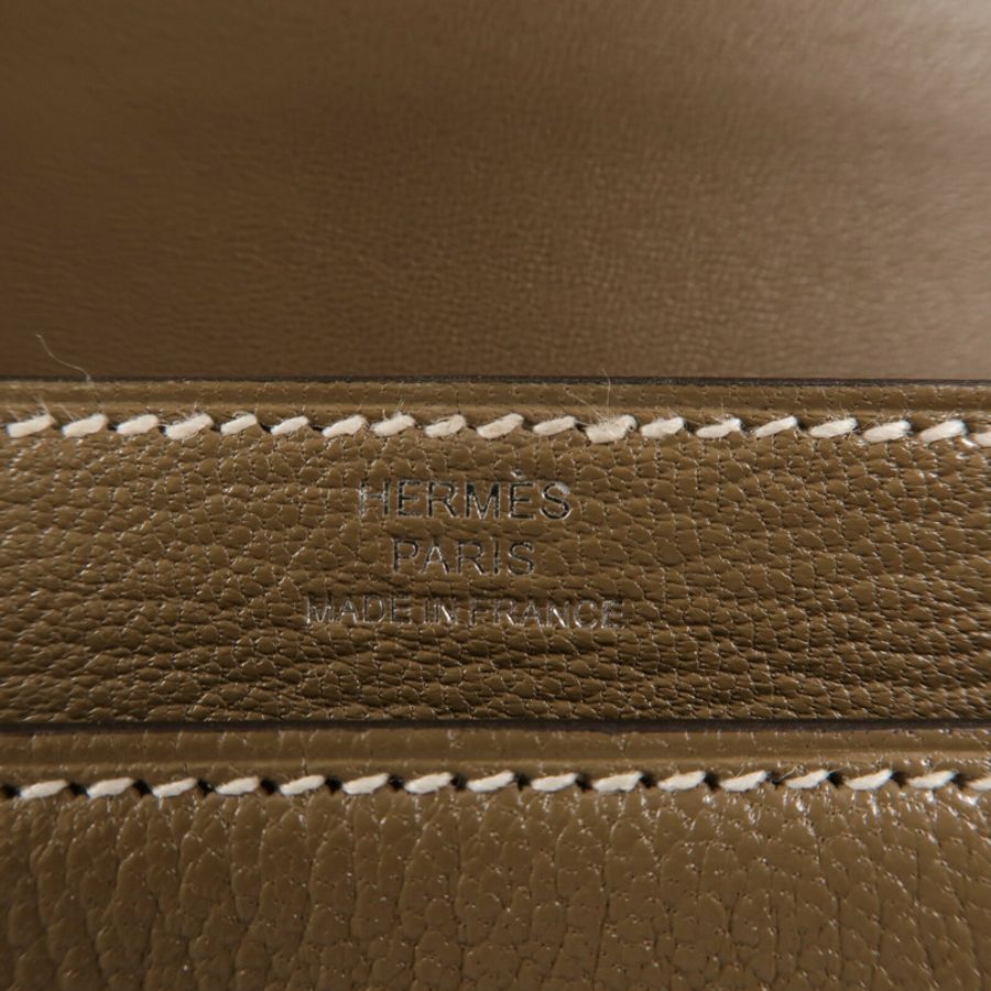 HERMES Chevre皮革Mini Verrou肩背包Etoupe-5