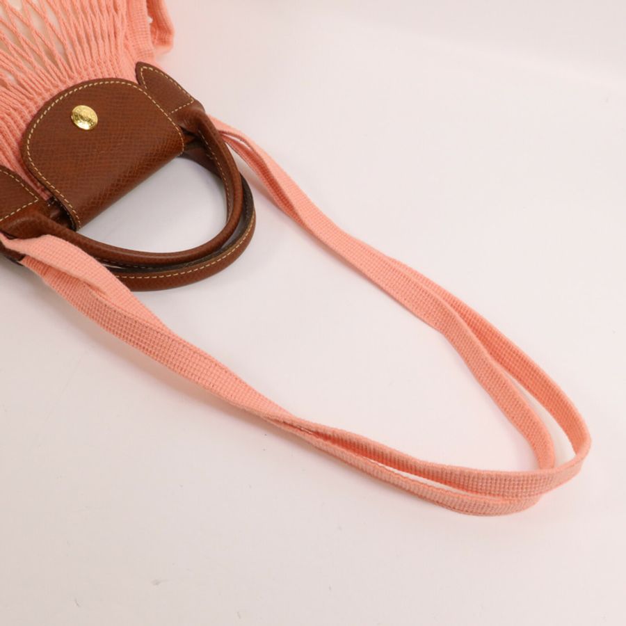 Longchamp 牛皮皮革/棉質Le Pliage Filet L Mesh Bag手挽肩背兩用袋-7