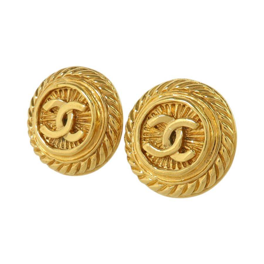 CHANEL 金屬Vintage Earring金扣耳環-1