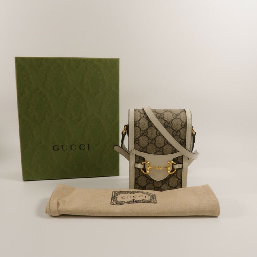 GUCCI 塗層帆布1955 Horsebit肩背袋-9