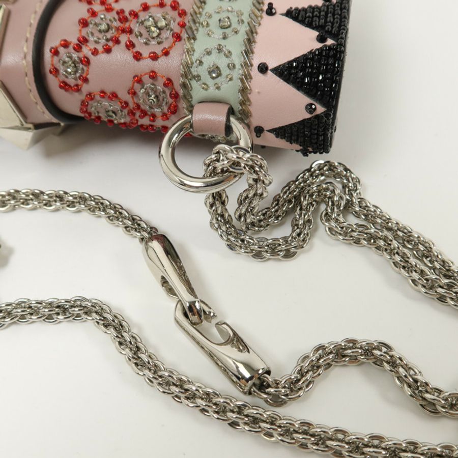 Valentino 牛皮皮革Rockstud Glam Lock Flap Bag鏈帶肩背袋-9
