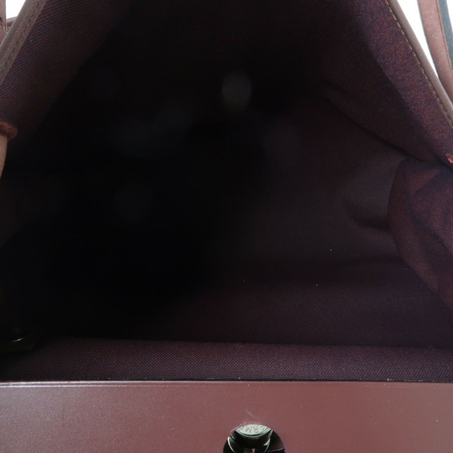 HERMES 帆布/Veau Hunter皮革Herbag MM手挽肩背兩用袋Rouge H-4