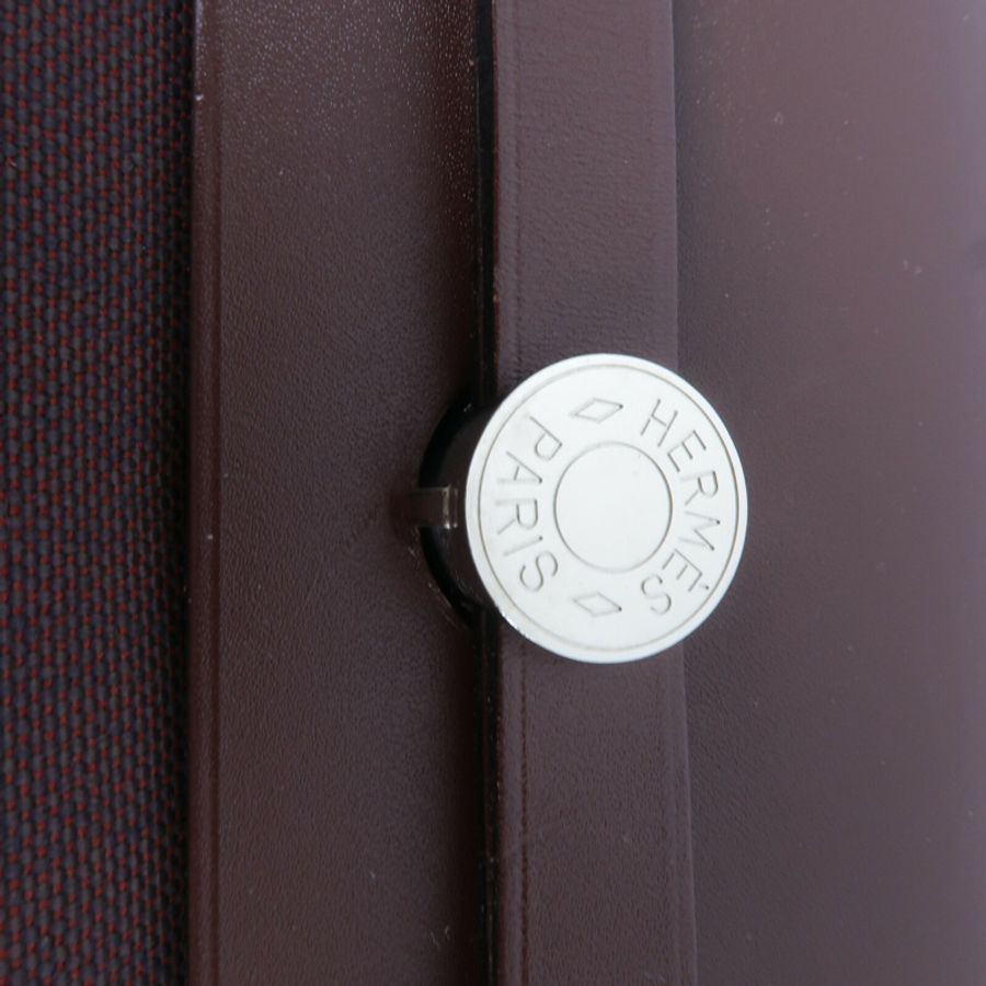 HERMES 帆布/Veau Hunter皮革Herbag MM手挽肩背兩用袋Rouge H-7