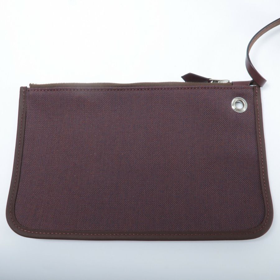 HERMES 帆布/Veau Hunter皮革Herbag MM手挽肩背兩用袋Rouge H-9