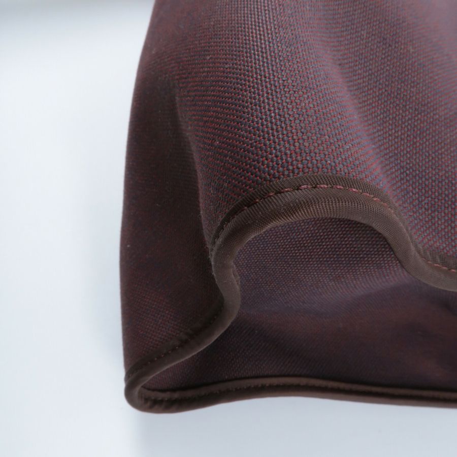 HERMES 帆布/Veau Hunter皮革Herbag MM手挽肩背兩用袋Rouge H-15