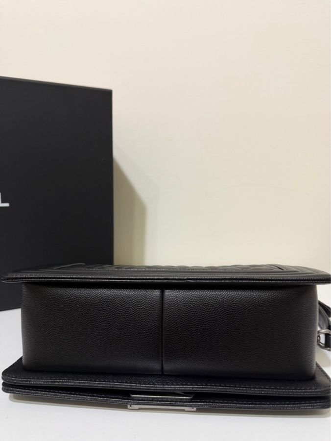 💎Chanel香奈兒|Leboy黑銀荔枝紋牛皮|中號|99新部分膜在|2024晶片款-3